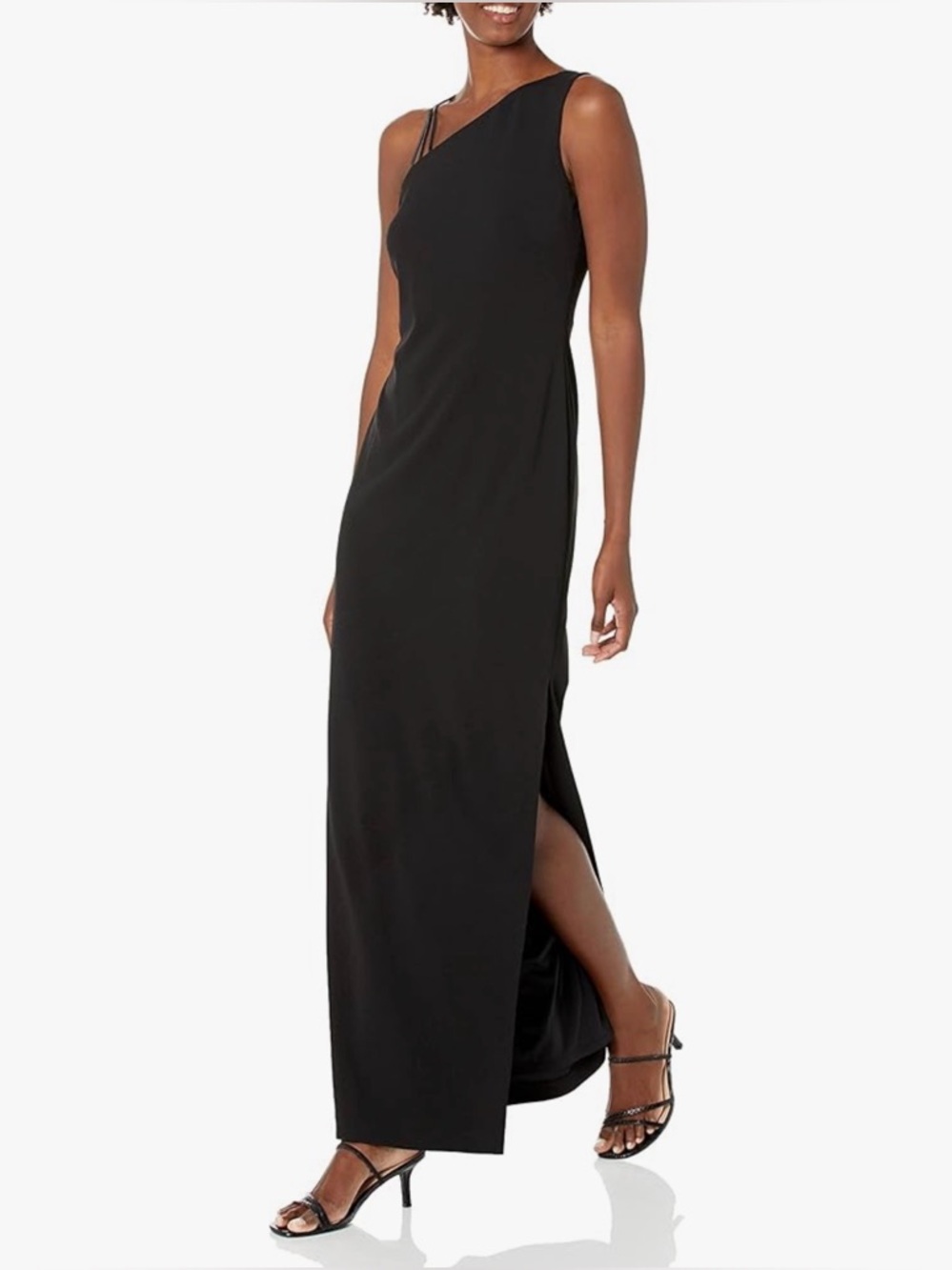 NWT Calvin Klein Black One-Shoulder Evening Gown